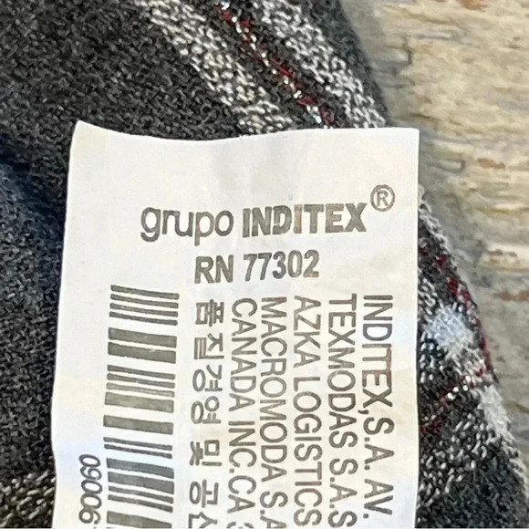 Women's pre-worn Zara Basic Z1975 Denim Large gray button up plaid Metallic stri - Picture 9 of 9